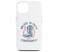 Christian Walk in Faith Cowgirl Boots 2 Corintios 5:7 Carcasa para iPhone 13