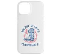 Christian Walk in Faith Cowgirl Boots 2 Corintios 5:7 Carcasa para iPhone 14