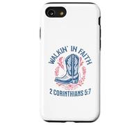 Christian Walk in Faith Cowgirl Boots 2 Corintios 5:7 Carcasa para iPhone SE (2020) / 7 / 8