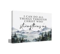 Christian Wall-Art Decor Bible Verse I Can Do All Things Through Christ Religious Scripture Print For Home Living Room Bedroom Gift
