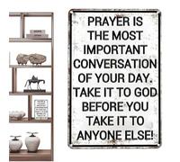 Christian Wall Decor - Metal Vintage Sign, 8 x 12 Inch Plate with Embossed Lettering, Heavy Duty Tinplate Steel, Rust-Resistant Finish, Inspirational Prayer Poster for Home Office Chapel Kitchen