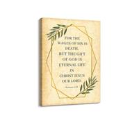 Christian Wall Decor Romans 6 23 Bible Verse Art Print Inspirational Scripture The Wages Of Sin Is Death But The Gift Of God Is Eternal Life For Living Room Home(Framed,08x12inch(20x30cm))