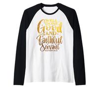 Christian Well Done Good and Faithful Servant Biblia Vintage Camiseta Manga Raglan