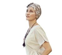 Christine Headwear Lotus Turban Beige Ornaments 1008-0815 Turbante de Bambú - Pañuelo Gorro Oncológico de Diseño para la Cabeza