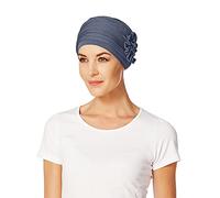 Christine Headwear Lotus Turbante Mujer | Gorro de quimioterapia para mujer con pérdida de cabello | 95% viscosa bambú 5% elastano, azul, Talla única