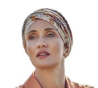 Christine Headwear Turbante Shakti para mujer, diseño de hojas de color beige, talla única