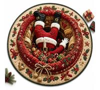 Christmas 3D Illusion Rug, Round Santa Portal Non-Slip Floor Mat (I,39.4") | Crystal Velvet Area Carpet • Holiday Vortex Artwork • Indoor Seasonal Accent