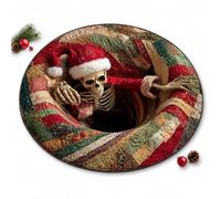 Christmas 3D Illusion Rug, Round Santa Portal Non-Slip Floor Mat (R,23.6") | Crystal Velvet Area Carpet • Holiday Vortex Artwork • Indoor Seasonal Accent