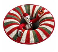 Christmas 3D Vortex Optical illusion Round Rug, Halloween 3d Door Mat with Depth Pattern, Funny Santa Claus Round Floor Carpet, Nonslip Floor Mat Holiday Deco for Porch Entryway Living Room (B,60cm)