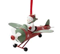 Christmas Airplane Ornament - Hanging Decoration, Flying Santa Claus | Festive Figurine, Painted Resin, Tree Accessory, Winter Atmosphere, Detail, Gift, Charm, Fantasy