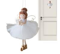 Christmas Angel Girl - Decoración de tela 5.51 | colgante de tela - Niña de ángel con alas doradas con falda de tul perfecta para el hogar del árbol de Navidad en el dormitorio, la cafetería o