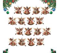 Christmas Angel Ornaments, 2D Retro Small Pendants, 16-Piece Flat Christmas Tree for Wreaths, Wall, Door, Fireplace, Car, Shelf, Entryway, Cabinet, Living Room, Bedroom, and Party Decor