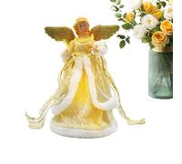 Christmas Angel Tree Topper - 3D Star Dress Doll,Golden Holiday Angel Tree Topper for Holiday Trees, Bedroom, Living Room, Apartment, Dorm, Hotel | Elegant Festive Decoration for Backyard and Home