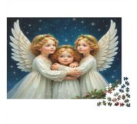 Christmas Angel Trio Colourful Three Angel Kids 1000 Pieces Jigsaw for Adults The Impossible Challenge Brain Development 38x26cm/1000pcs