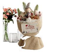 Christmas Artificial Flowers - Centerpieces with Light Decoration, Pine Branches Berry Stems Pine Cone, Warm Glow Ambiance, Faux Bouquet Arrangement for Indoor Table, Wedding and Birthday, 16x16x32cm