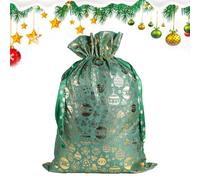 Christmas Bags - Burlap Gold Foil Reusable Decorations | Festive Holiday Candy Pouches for Treats, Party Favors, Halloween, Thanksgiving, Christmas or Family Gathering