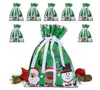 Christmas Bags, Christmas Goodie Drawstring Bag, 9.45x12.6 Inches Reusable Gift Wrappers, Festive Holiday Sacks, Party Favor Pack for Kids, Adults, Tree, Festival, Classroom, Wedding