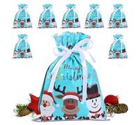 Christmas Bags, Christmas Goodie Drawstring Bag, 9.45x12.6 Inches Reusable Gift Wrappers, Festive Holiday Sacks, Party Favor Pack for Kids, Adults, Tree, Festival, Classroom, Wedding