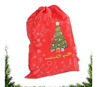 Christmas Bags - Non Woven Drawstring Pouch, Reusable Holiday Goody Sack, Festive Storage Organizer, Gift Packaging for Winter Party Celebration Candy Treat Cookie Small Toys and Favors, 30x40cm