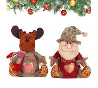 Christmas Bags Zipper Design, Christmas Doll Bags, 3D Santa Snowman Elk Doll Christmas Bags with Drawstring, Xmas Candy Gift Sacks for Party and Festival (A+B)