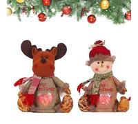 Christmas Bags Zipper Design, Christmas Doll Bags, 3D Santa Snowman Elk Doll Christmas Bags with Drawstring, Xmas Candy Gift Sacks for Party and Festival (A+C)