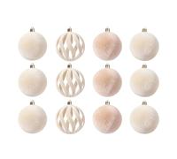 Christmas Ball Ornaments,12 Pieces Festive Flocked Ball Decor - 8x8cm Shatterproof Christmas Tree Ornaments - Seasonal Décor For Holiday Celebration Party Winter Window Wall
