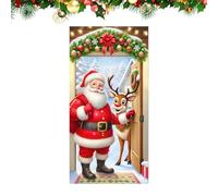 Christmas Banner, Festive Door Decoration, Extra Large Fabric Poster, Instant Seasonal Makeover Feature, Restaurant Office Accessory, Weather Resistant Material, Full Size Red for Party Retail Store