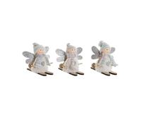 Christmas bauble DKD Home Decor White Grey Fairy 12 x 8 x 10 cm (3 Units)
