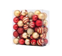 Christmas Baubles Set, Shatterproof Tree Ornaments, Red and Gold Baubles, X Mas Tree Ball, Christmas Balls Set,1.5 Inch 50x Elegant Red and Gold Design for X Mas Tree Holiday Wedding