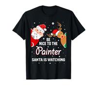 Christmas Be Nice To The Painter Santa is Watching Painting Camiseta