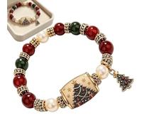 Christmas Beaded Bracelets Adjustable Holiday Festival Party Bangles
