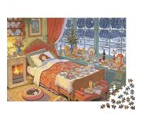 Christmas Bedroom Puzzle para Adultos 1000 Piezas Reciclable Paper Food Art Puzzles Juego Educativo Challenge Ideal para la Familia y los Amigos Gifts 70x50cm/1000 Piezas