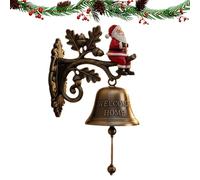 Christmas Bell Decor, Holiday Welcome Chime, 7.09x7.09in Farmhouse Entry Ornament, Rustic Metal Finish, Festive Hanging Accent for Entryway, Kitchen, Porch, Garden, Indoor Display
