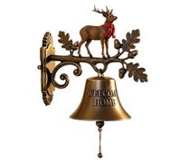 Christmas Bell Decor, Holiday Welcome Chime, 7.09x7.09in Farmhouse Entry Ornament, Rustic Metal Finish, Festive Hanging Accent for Entryway, Kitchen, Porch, Garden, Indoor Display