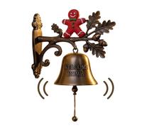 Christmas Bell Decor, Holiday Welcome Chime, 7.09x7.09in Farmhouse Entry Ornament, Rustic Metal Finish, Festive Hanging Accent for Entryway, Kitchen, Porch, Garden, Indoor Display
