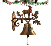 Christmas Bell Decorations, Farmhouse Holiday Welcome Bell, 7.09x7.09 Inches Compact Heavy Duty Seasonal Hanging Decor for Living Room, Kitchen, Porch, Yard, Garden and Indoor Winter Display