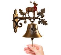 Christmas Bell Decorations, Farmhouse Holiday Welcome Bell For Entryway Porch, Iron Seasonal Indoor Outdoor Ornament For Home Kitchen Garden, Rustic Festive Sound Accent, 18x18cm