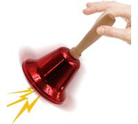 Christmas Bell Decorative Metal Rattle with Wood Handle | 12x6.3cm Holiday Party Home Workplace Farmhouse Mantle Store Table Ornament Festive Decoration Lightweight 40g