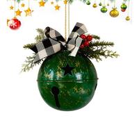 Christmas Bell - Holiday Decorations for Home | Metal with Golden Finish, Festive Ornament with Ribbon Bow and Jingle Sound, Accent for Christmas Parties Winter 14.56x5.90x5.90 in