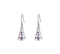 Christmas bells Dangle Hook Earrings 925 Sterling Silver Hypoallergenic Christmas Colorful Pattern French Wire Earrings Jewelry Gift for Girls