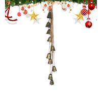 Christmas Bells - Metal Jingle Bells Ornaments For Door Handle | Wind Chimes Wall Dangling Decor | Decorative Cow Bell | Christmas Wreath Jingle Bellss Ornaments with Jute Rope For Outdoor Garden