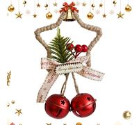 Christmas Bells Ornaments - Star Wreath with Bow, 2025 Small Five-Pointed Star Bell Pendant | Hangable Small Christmas Wreath Decoration for Tree, Wall, Door Handle, Living Room, Bedroom, Dining Room,