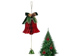 Christmas Bells, Paper Decorative Bells, Papers Holiday Hanging Bell, Traditional Ornament for Garland, Table, Tree, Door, Garden, Wall, Store, Classroom, Workplace, 4.33x13.77 inches, Green, Red