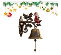 Christmas Bells, Welcome Bell, 7.09 Inches Vintage Doorbell Decor, Santa Claus Reindeer Snowman Ornament for Indoor Outdoor Home Yard Garden Festive Holiday Ambiance and Seasonal Celebration Display