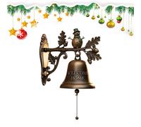 Christmas Bells, Welcome Bell, 7.09 Inches Vintage Doorbell Decor, Santa Claus Reindeer Snowman Ornament for Indoor Outdoor Home Yard Garden Festive Holiday Ambiance and Seasonal Celebration Display