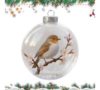 Christmas Bird Ornaments - Glitter Hanging Balls for Tree Decoration | Shatter Resistant Finish with Loop String, Sparkling Festive Decor for Home, Holiday Party, and Winter Celebration 3.54x3.54 in