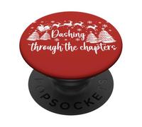 Christmas Book Lover Santa Dashing Through One More Chapter PopSockets PopGrip Adhesivo