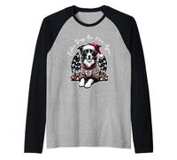 Christmas Border Collie Pun Collie Days Are Here Again Camiseta Manga Raglan