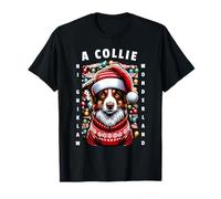 Christmas Border Collie Pun Walking In A Collie Wonderland Camiseta