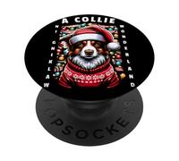 Christmas Border Collie Pun Walking In A Collie Wonderland PopSockets PopGrip Adhesivo